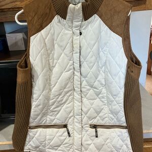 Montanaco Women's Quilted White and Brown Vest